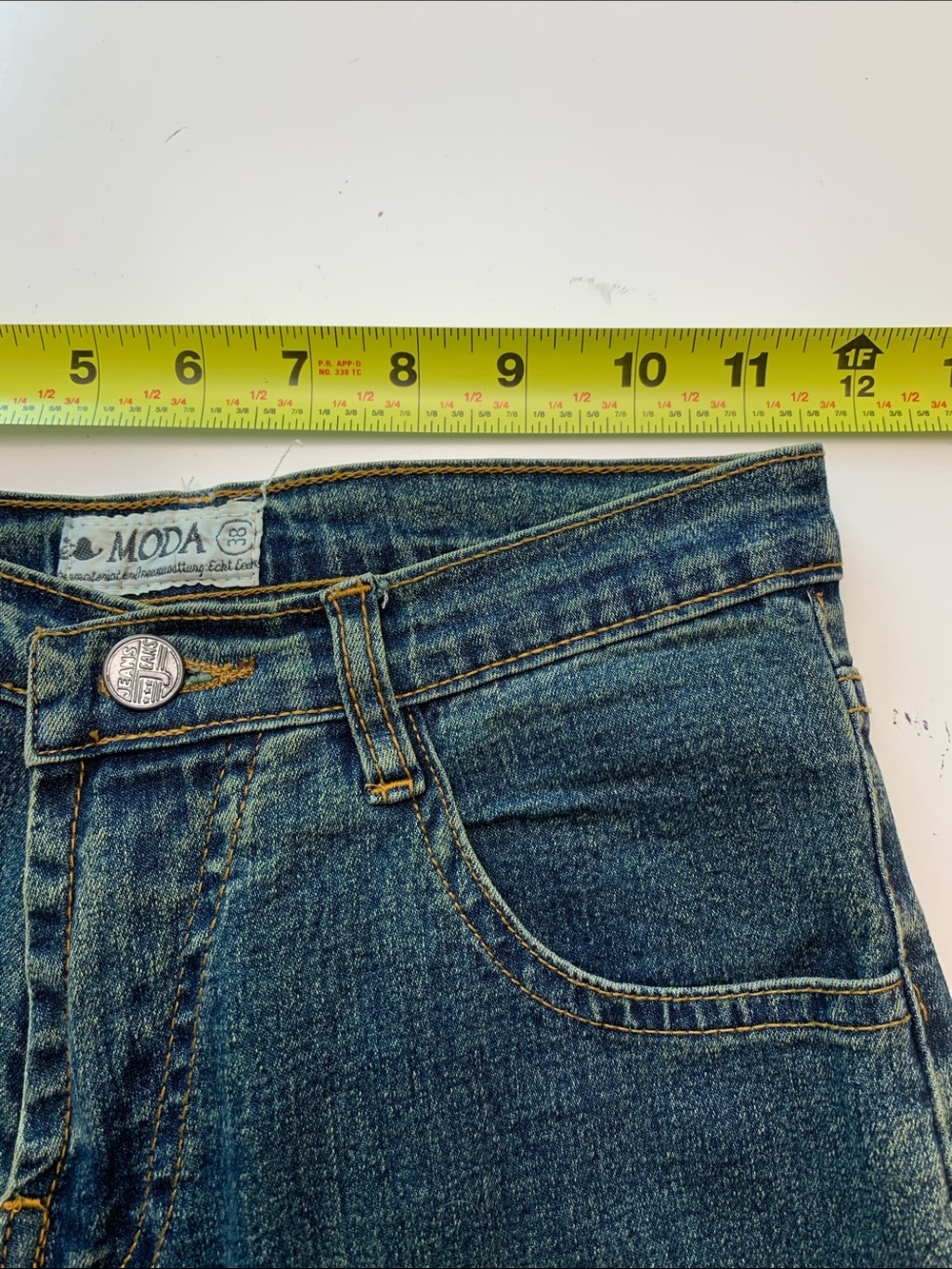 Moda Vintage Blue Denim Flare Jeans with Embroidered Hem Size 27 - Picture 6 of 14